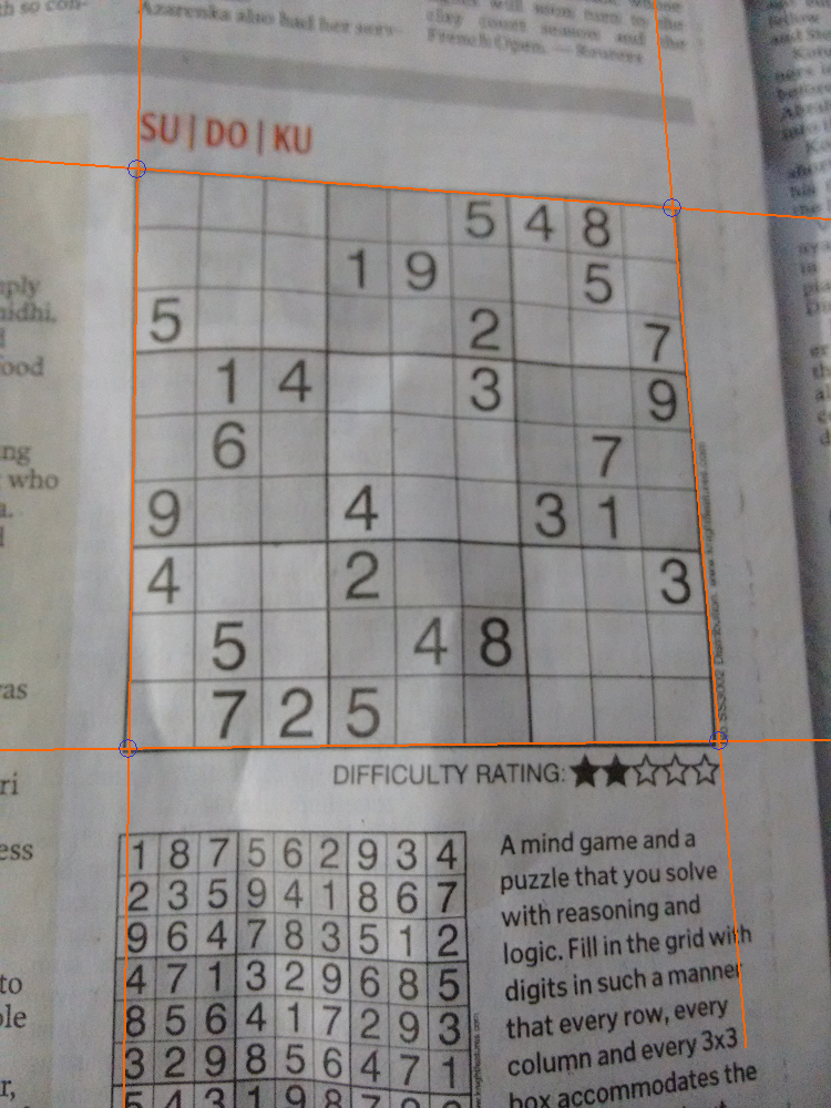 Sudoku Tespiti Örnek 1